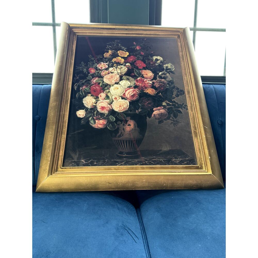Baroque Flowers Print Gold Frame